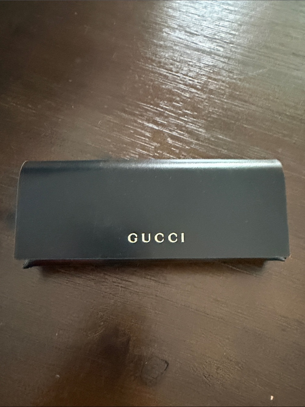 Authentic Gucci Black Sunglasses Case with Gold Logo